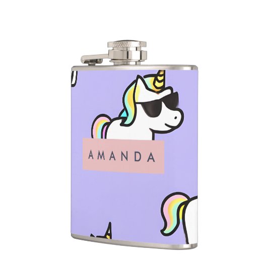 Personalized Cool Rainbow Unicorn Pattern フラスク (左)