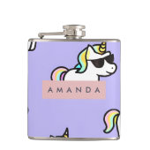 Personalized Cool Rainbow Unicorn Pattern フラスク (正面)