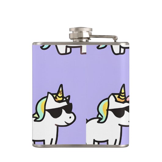 Personalized Cool Rainbow Unicorn Pattern フラスク (裏面)