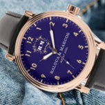 Personalized copule names minimal blue navy 腕時計<br><div class="desc">Personalized with his & her initials and date, this custom watch is a sweet anniversary gift to celebrate a milestone occasion for a couple. It makes a meaningful gift for a special day. Personalized Watch Wedding Gift for Groom, Watch For Groom, Anniversary Gift for Men, Groom Gift From Bride, Gift...</div>
