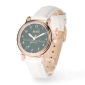 Personalized copule names minimal monogram green 腕時計 (傾斜)