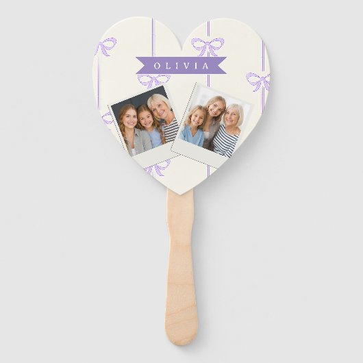 Personalized Coquette Bow Name Girly Aesthetic ハンドファン (正面)