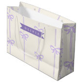Personalized Coquette Bow Name Girly Aesthetic ラージペーパーバッグ (正面アングル)