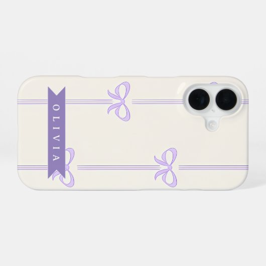 Personalized Coquette Bow Name Girly Aesthetic iPhone 16ケース (裏面横)
