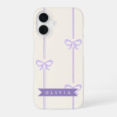 Personalized Coquette Bow Name Girly Aesthetic iPhone 16ケース (裏面)