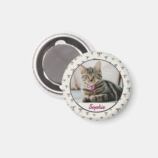 Personalized Coquette Bow Pet Photo Magnet マグネット (正面/裏面)
