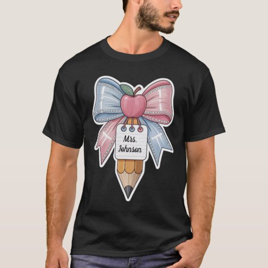 Personalized Coquette Bow Teacher Back To School Tシャツ (正面)