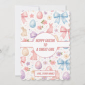 Personalized Coquette Bunny & Pink Bow Easter シーズンカード (正面)