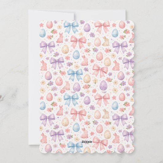 Personalized Coquette Bunny & Pink Bow Easter シーズンカード (裏面)