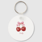 Personalized Coquette Cherry Bow Name  キーホルダー (正面)
