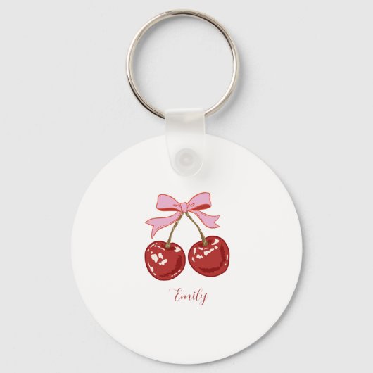 Personalized Coquette Cherry Bow Name  キーホルダー (裏面)