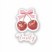  Personalized Coquette Cherry Bow Name シール (正面)