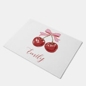  Personalized  Coquette Cherry Bow Name ドアマット (アングル)