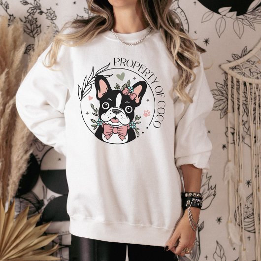 Personalized Coquette Hand Drawn French Bulldog スウェットシャツ