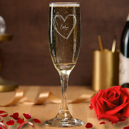 Personalized Coquette Heart Galentine Favor シャンパンフルート