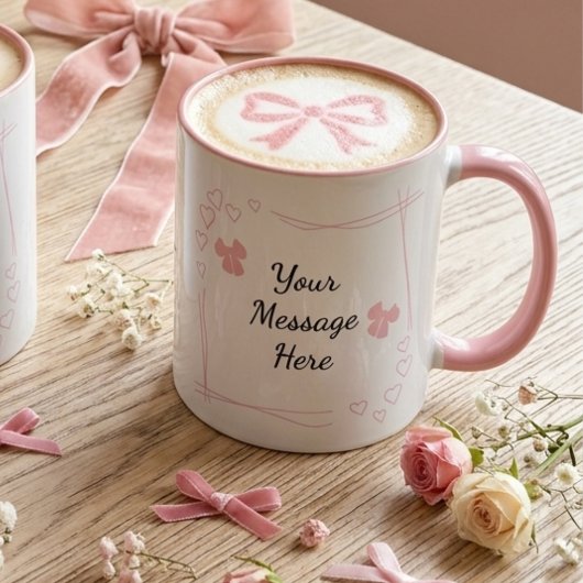 Personalized Coquette Pink Bow Coffee Mug マグカップ