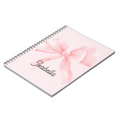 Personalized Coquette Pink Bow Girl ノートブック (左側)