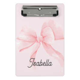 Personalized Coquette Pink Bow Girl ミニクリップボード