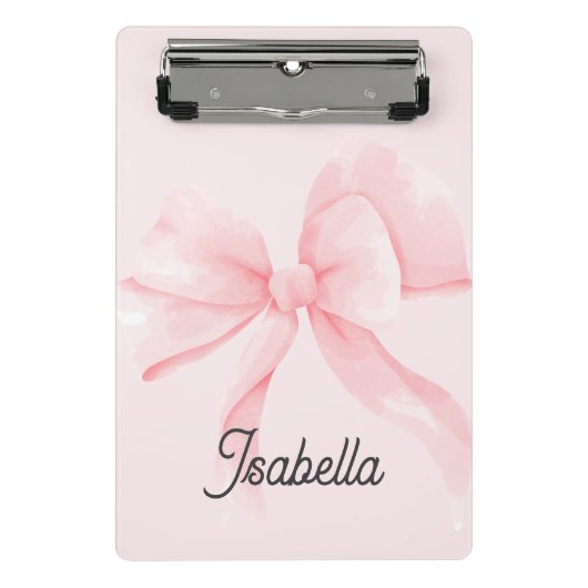 Personalized Coquette Pink Bow Girl ミニクリップボード (正面)