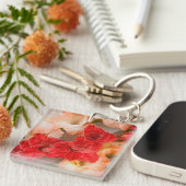 Personalized Coral Gladiolus Flower Photo Women's  キーホルダー (正面右)