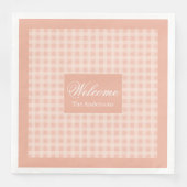 Personalized Coral Plaid Napkins Chic Table Style (正面)
