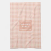 Personalized Coral Plaid Towel Chic Kitchen Style キッチンタオル (縦)
