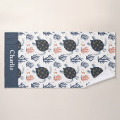 Personalized Coral Sea Turtle バスタオル (バスタオル)