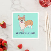 Personalized Corgi Dog Birthday Party Paper Napkin スタンダードカクテルナプキン (インサイチュ)