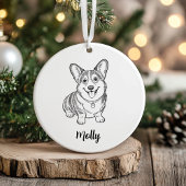 Personalized Corgi Dog Christmas セラミックオーナメント