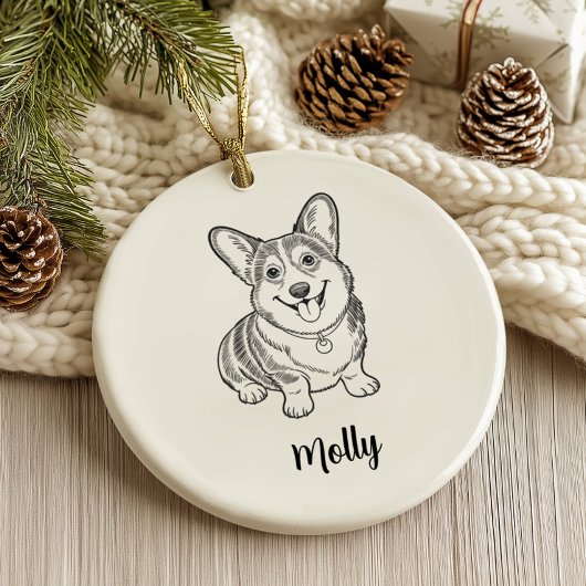 Personalized Corgi Dog Christmas セラミックオーナメント