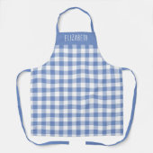 Personalized Cornflower Blue Gingham Check Pattern エプロン (正面)