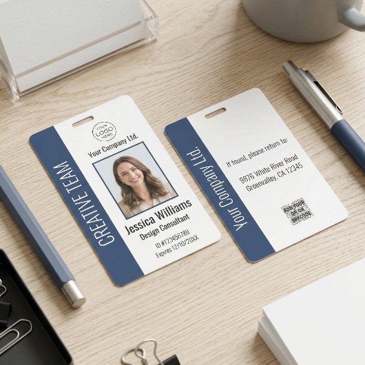 Personalized Corporate Employee ID Badge Blue バッジ
