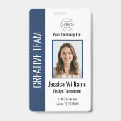 Personalized Corporate Employee ID Badge Blue バッジ (正面)