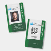 Personalized Corporate Employee ID Badge green バッジ (正面&裏面)