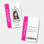 Personalized Corporate Employee ID Badge Hot Pink バッジ (正面＆裏面)