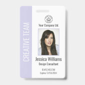 Personalized Corporate Employee ID Badge Lavender バッジ (正面)