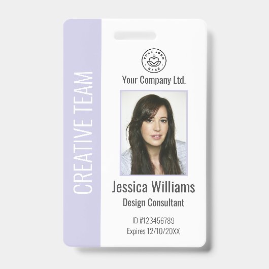 Personalized Corporate Employee ID Badge Lavender バッジ (正面)