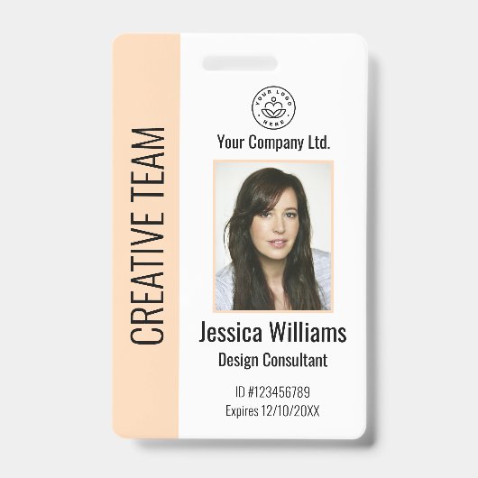 Personalized Corporate Employee ID Badge Peach バッジ (正面)