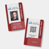 Personalized Corporate Employee ID Badge Red バッジ (正面＆裏面)