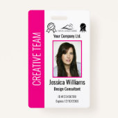 Personalized Corporate Employee ID Hot Pink バッジ (正面)