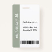 Personalized Corporate Employee ID Sage Green バッジ (裏面)
