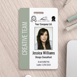 Personalized Corporate Employee ID Sage Green バッジ