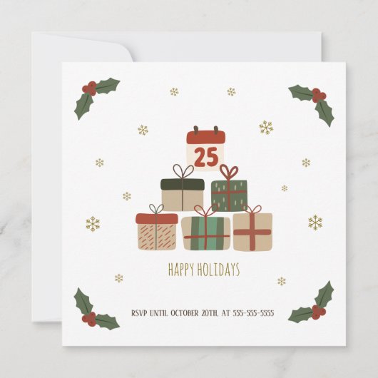 Personalized Corporate Holiday Christmas Party 招待状 (裏面)