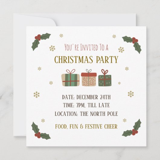 Personalized Corporate Holiday Christmas Party 招待状 (正面)