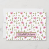 Personalized Cosmos Floral Botanical Note Card ノートカード (正面)