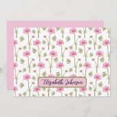 Personalized Cosmos Floral Botanical Note Card ノートカード (正面/裏面)