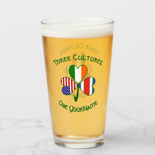 Personalized Costa Rican Irish American Shamrock タンブラーグラス (ドリンク裏面)