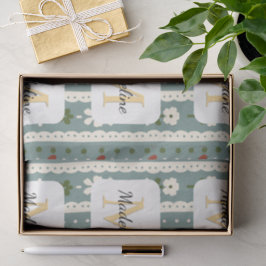 Personalized Cottagecore Floral Bow Green 薄葉紙