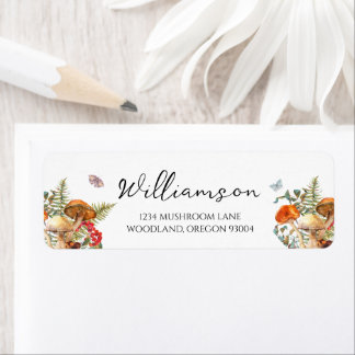 Personalized Cottagecore Mushroom Return Labels ラベル