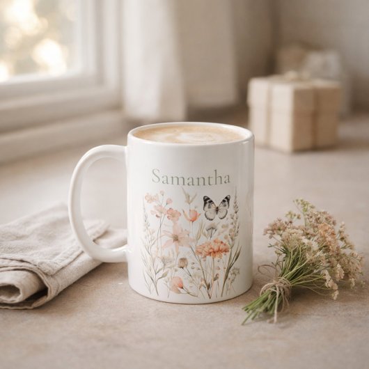 Personalized Cottagecore Wildflower コーヒーマグカップ